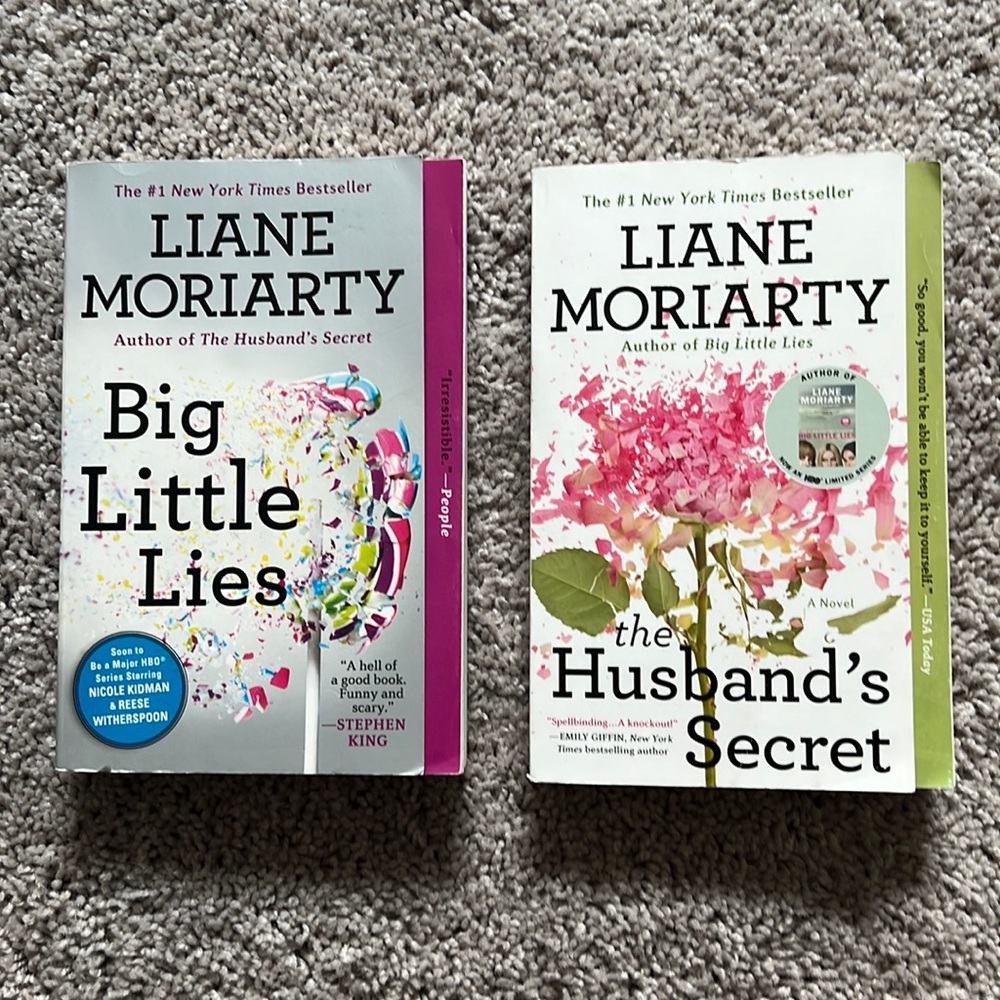 Big Little Lies & The Husband's Secret Paperback Book Set - Pink & Green Accents